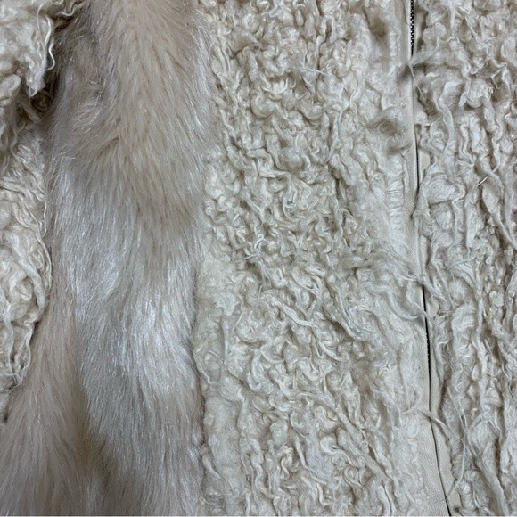 Bohemian Shaggy Boho Gypsy Festival Forever 21 Fuzzy Beige Faux Fur Coat Jacket - Picture 4 of 8